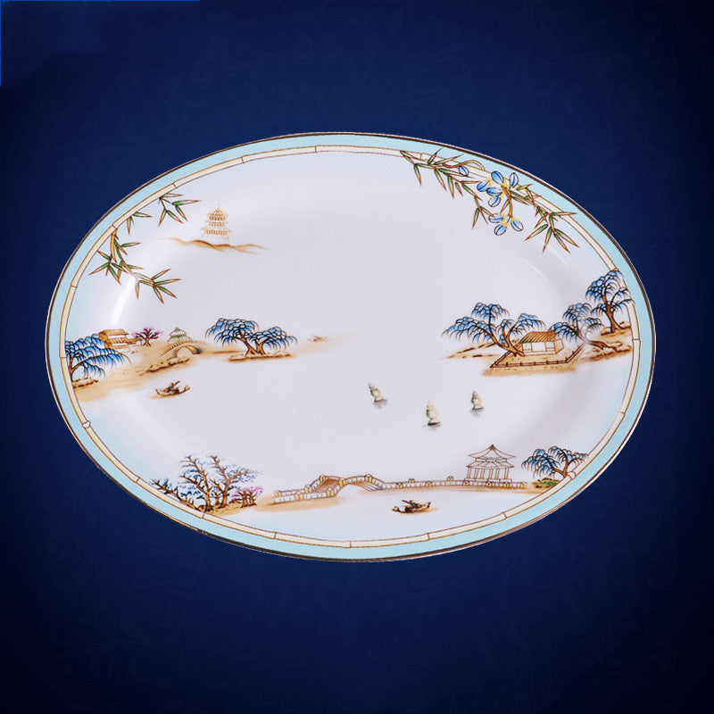 New Chinese Style Hotel Table Ceramic Dining Restaurant Kitchen Plate