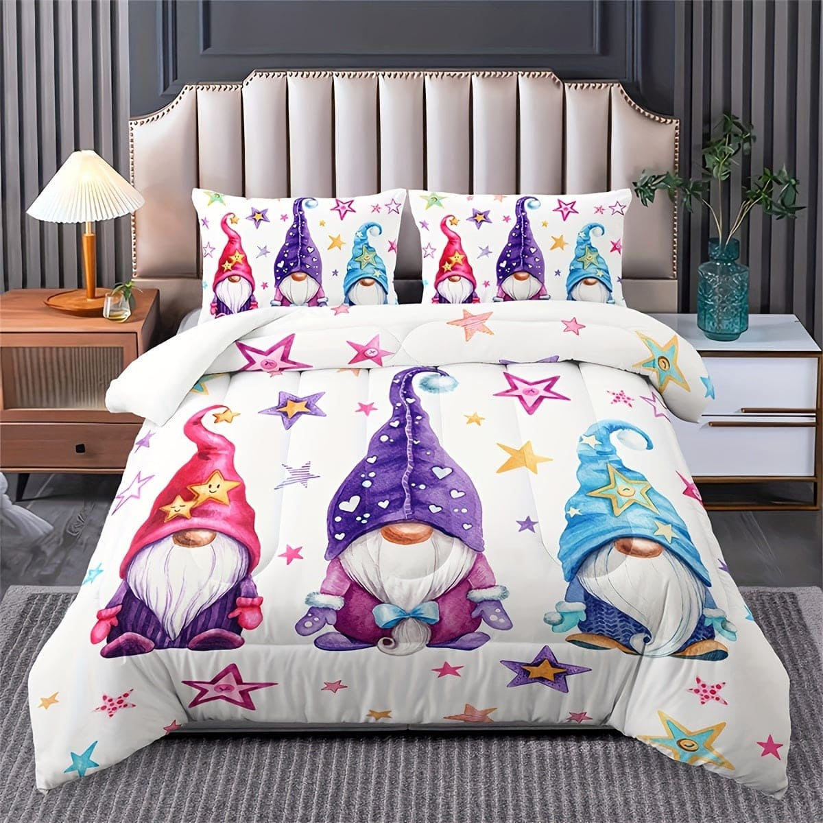 Mushroom House Bedding Three-piece Home Textile