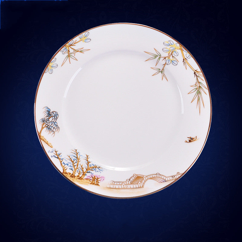 New Chinese Style Hotel Table Ceramic Dining Restaurant Kitchen Plate