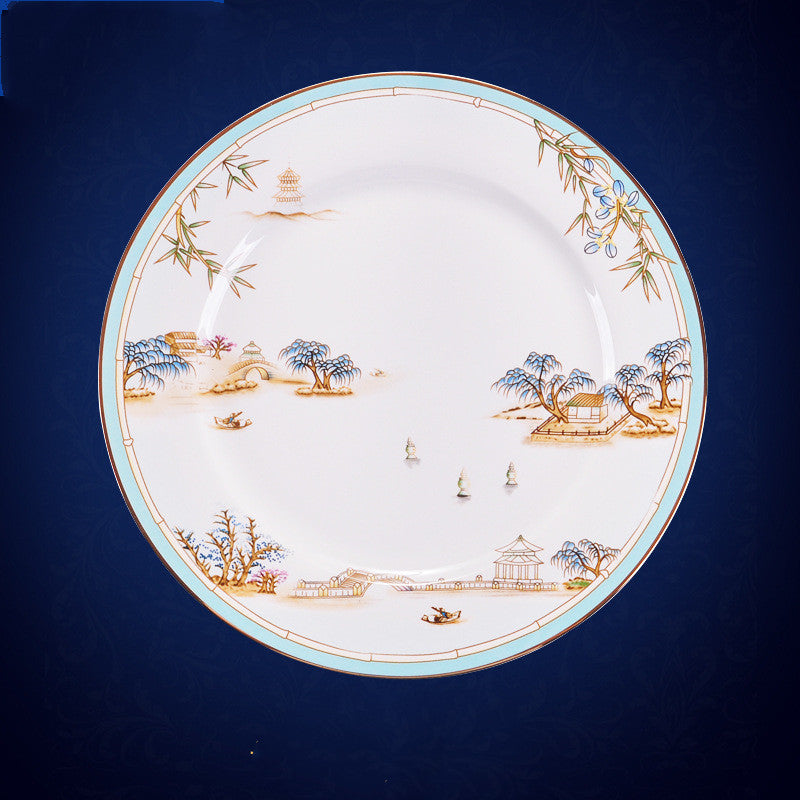 New Chinese Style Hotel Table Ceramic Dining Restaurant Kitchen Plate