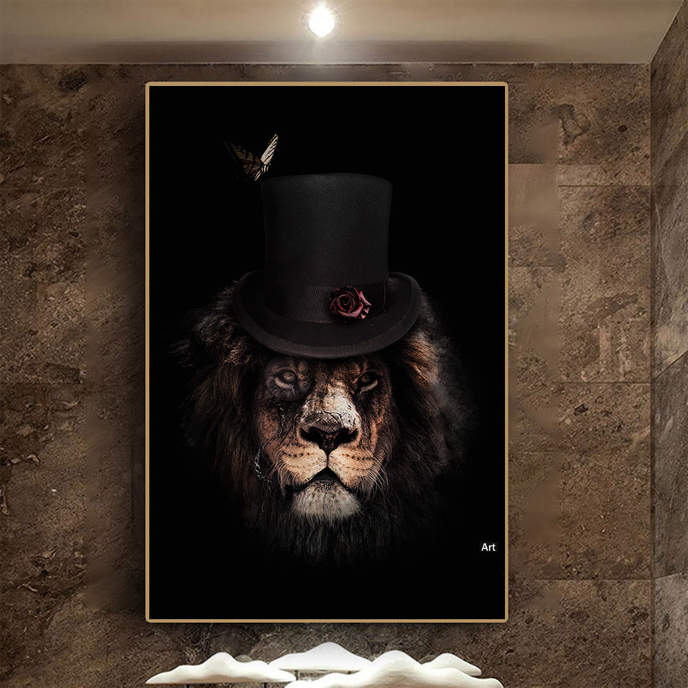 Living Room Decor Wall Decor Black Wildlife Canvas Poster Print